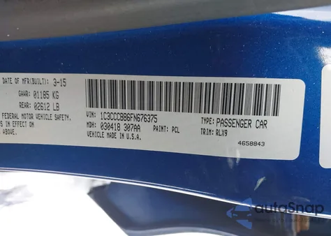 2015 Chrysler 200 S z USA, uszkodzony, nr VIN 1C3CCCBB6FN676375